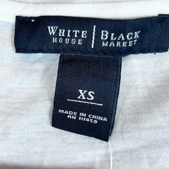 White House Black Market Womens XS Chic White Silver Sequin Striped T-Shirt NWT - Picture 4 of 8